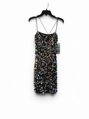 NWT Honey and Rosie Black Silver Sequin Open Back Party Mini Dress M